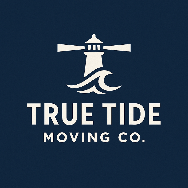 True Tide Moving Co. original lighthouse and wave logo